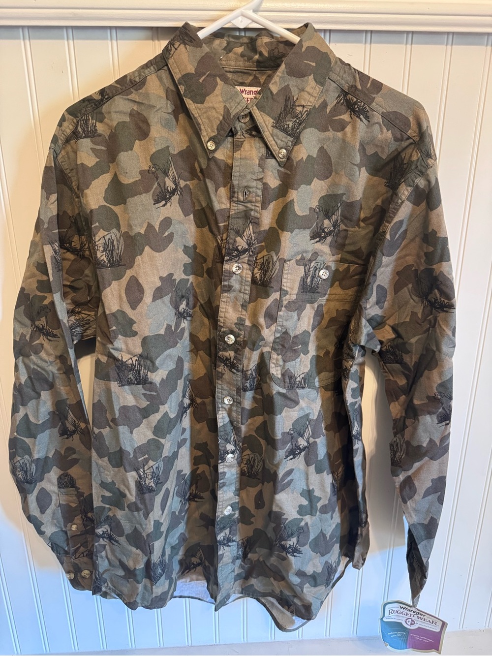 Vintage Wrangler Rugged Wear Camo Shirt Deadstock NWT Size L
